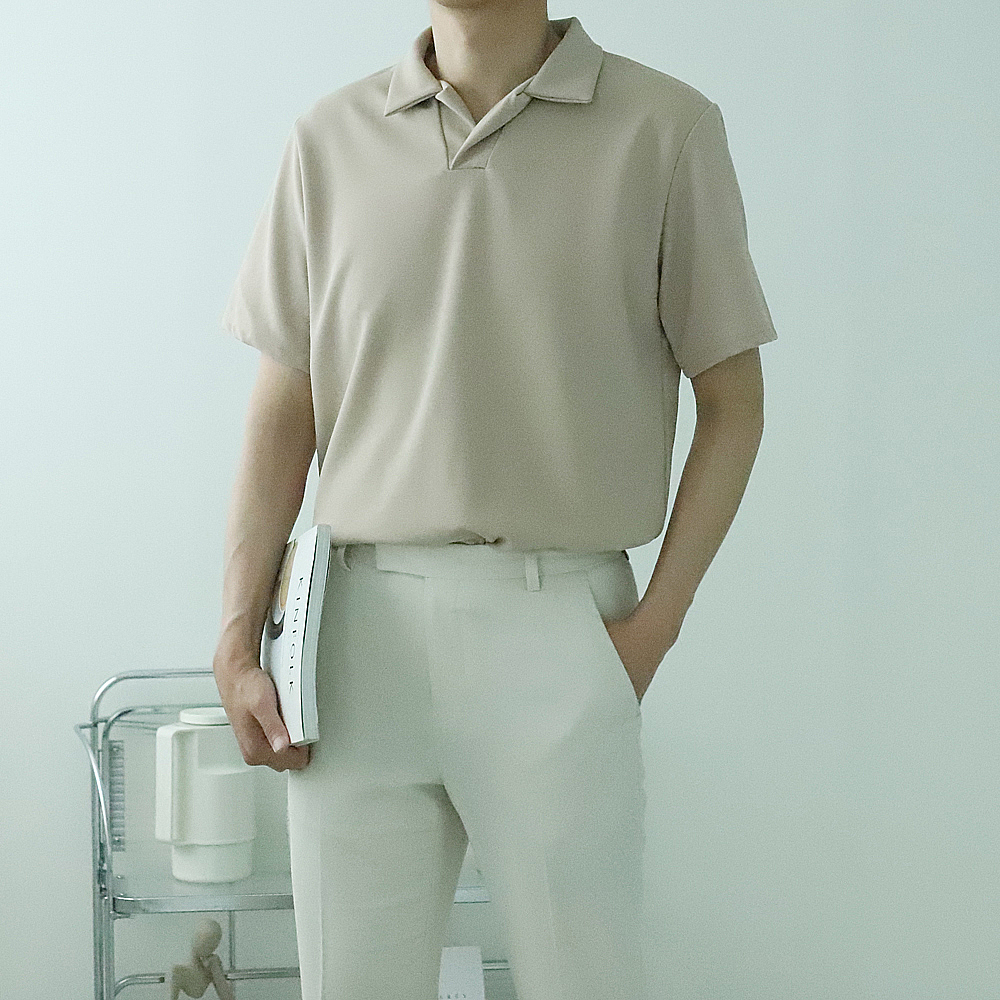 1+1 헨리넥반팔 구김없는 카라 남자반팔티 - 상세 이미지 2