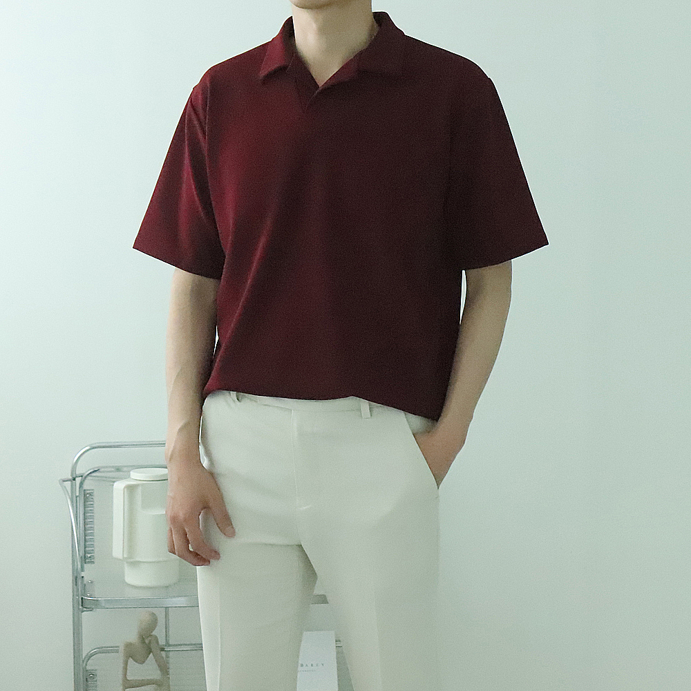 1+1 헨리넥반팔 구김없는 카라 남자반팔티 - 상세 이미지 5