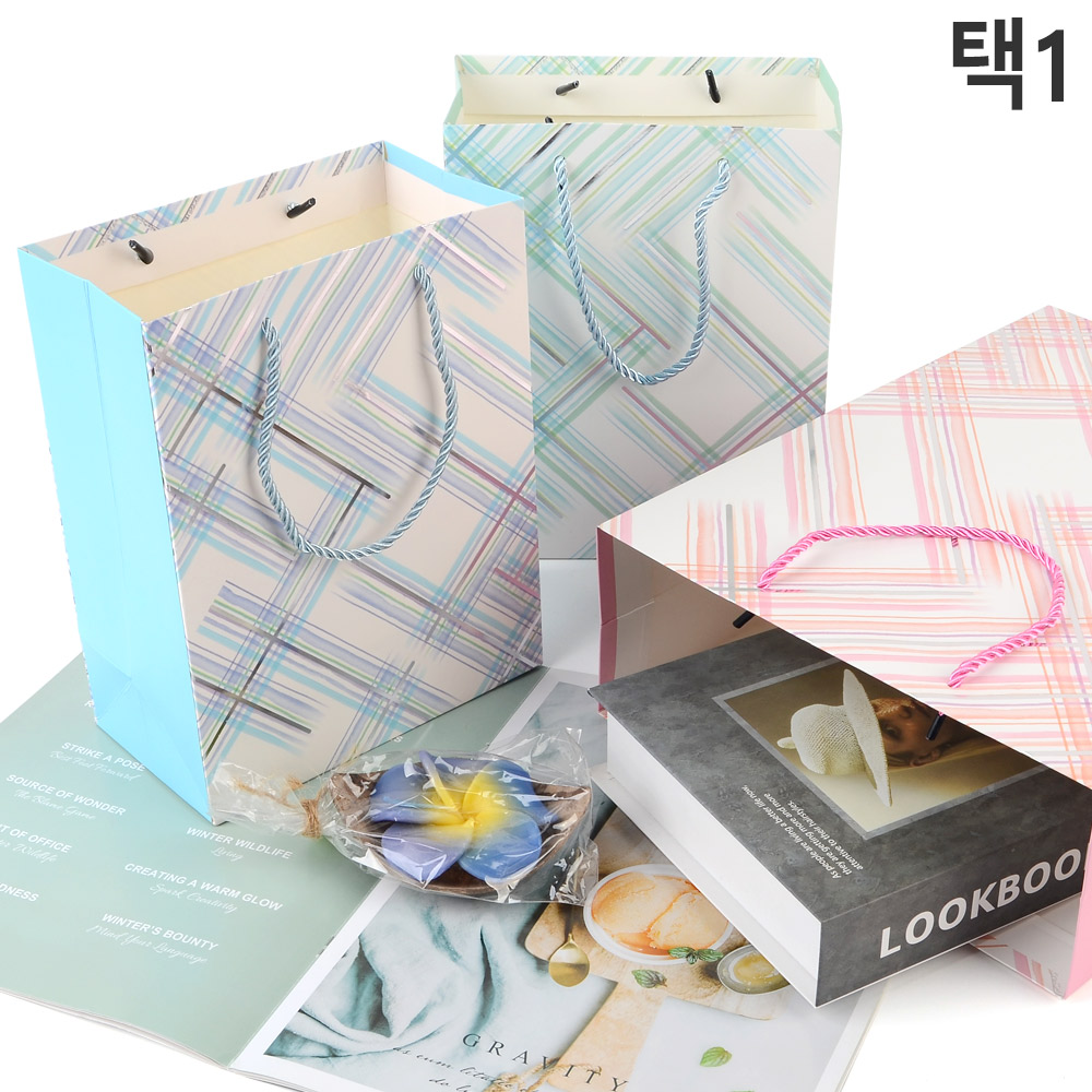 손잡이 종이 봉투 옷가게 도시락 가방 쇼핑백 선물용 - 상세 이미지 2