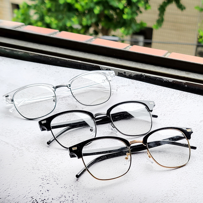 남자 여자 사각 투명 가벼운 하금테 하은테 반뿔테 반테 패션 블루라이트차단 안경 E386