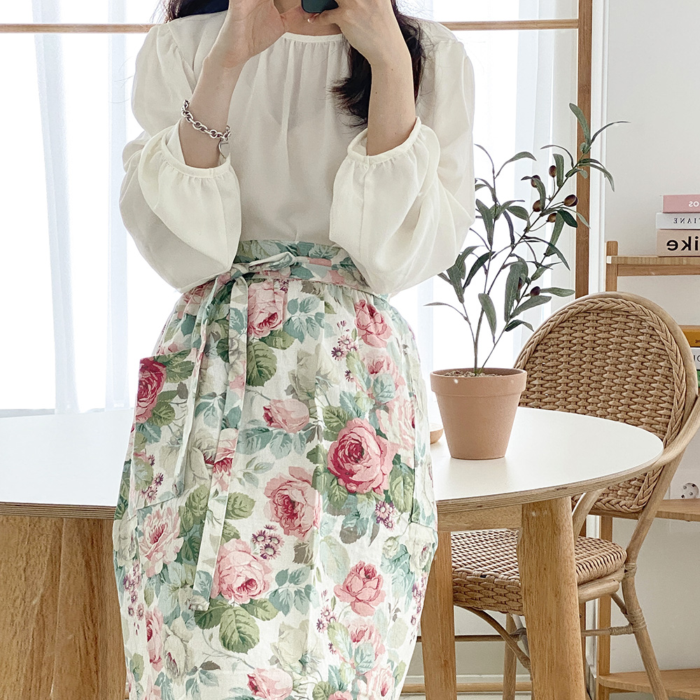 한스데이 하프 에이프런 어린이집 유치원교사 플로리스트 예쁜 허리 앞치마 하프 가드닝핑크