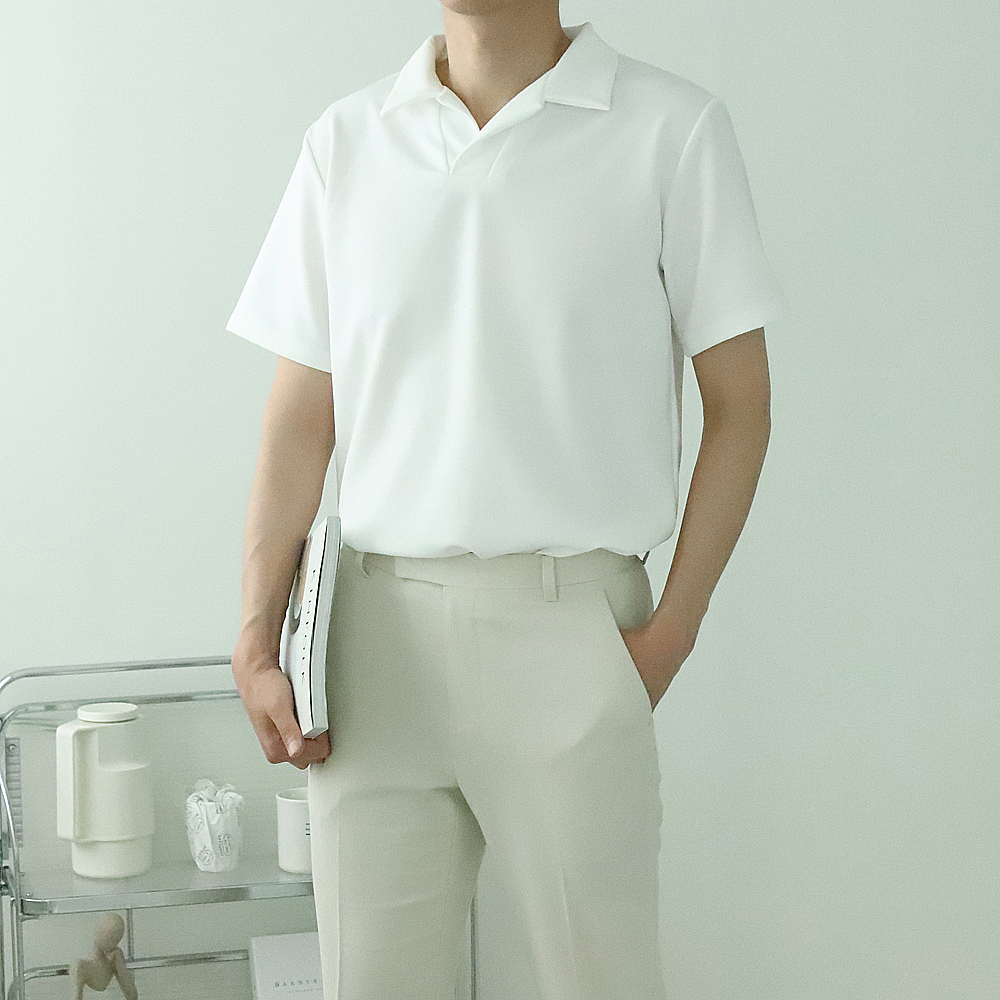 1+1 헨리넥반팔 구김없는 카라 남자반팔티 - 상세 이미지 3