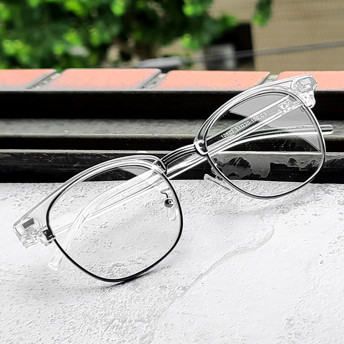 남자 여자 사각 투명 가벼운 하금테 하은테 반뿔테 반테 패션 블루라이트차단 안경 E386