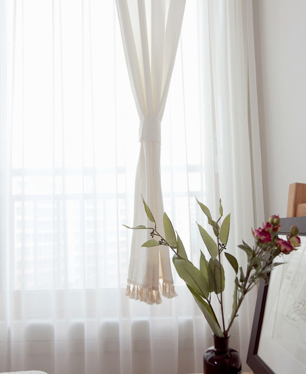 테슬 바란스 가리개 커튼-베이지