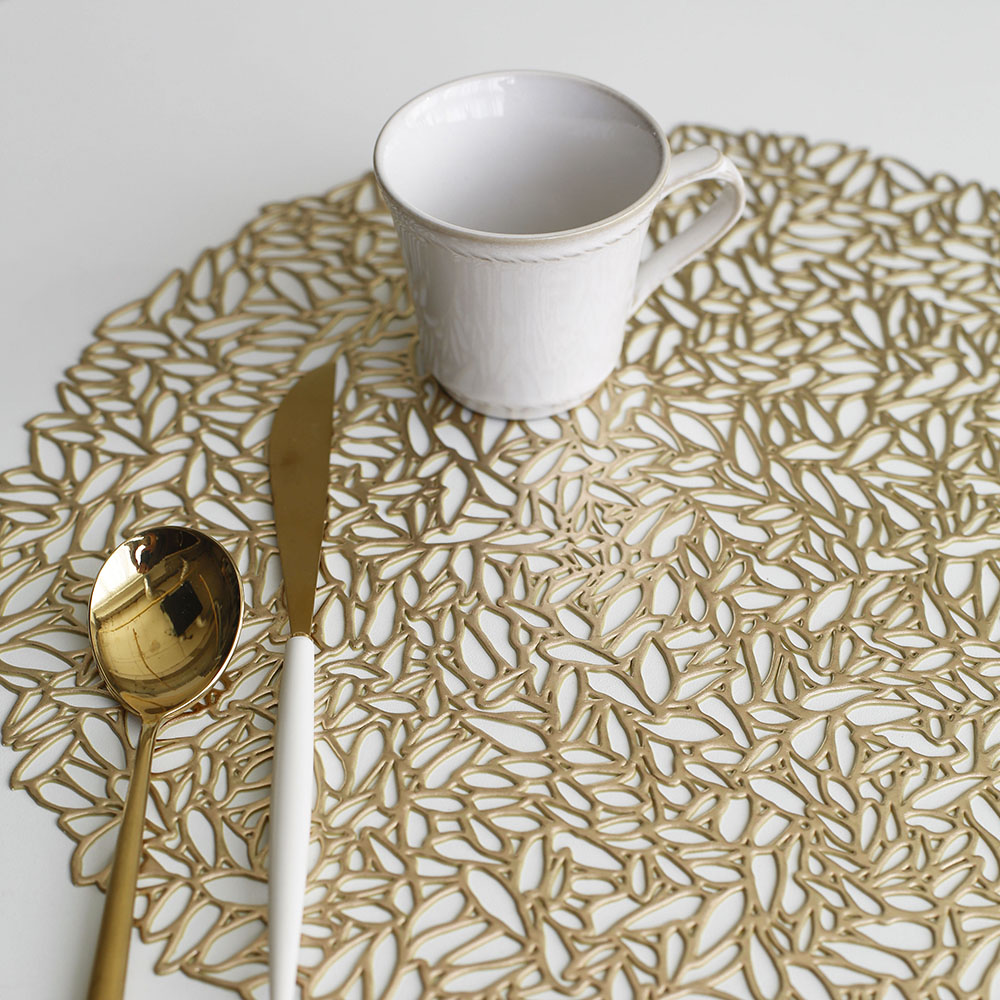 메탈릭 논슬립 인테리어 PVC 테이블 식탁 매트 방수 플레이스 북유럽 바닥 깔개 러너 레이스 원형A