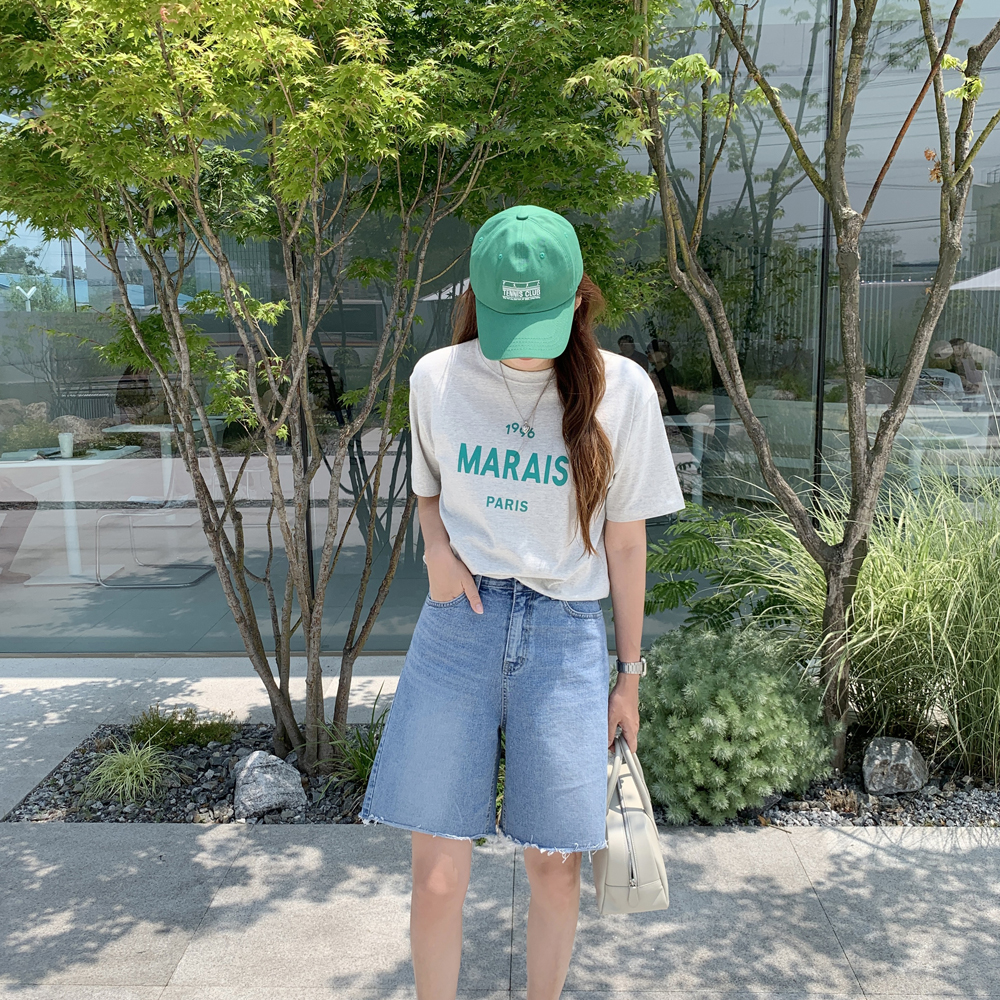 하이웨스트 데님 세미 와이드팬츠 여자 버뮤다팬츠 통바지 여성 반바지 여름 바지 5부 반바지 - 상세 이미지 2