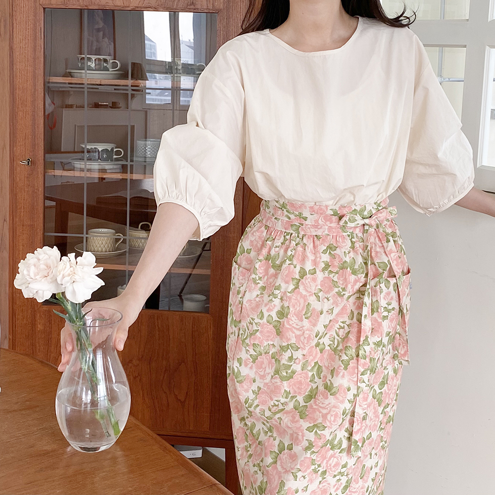 한스데이 하프 에이프런 어린이집 유치원교사 플로리스트 예쁜 허리 앞치마 하프 가드닝핑크