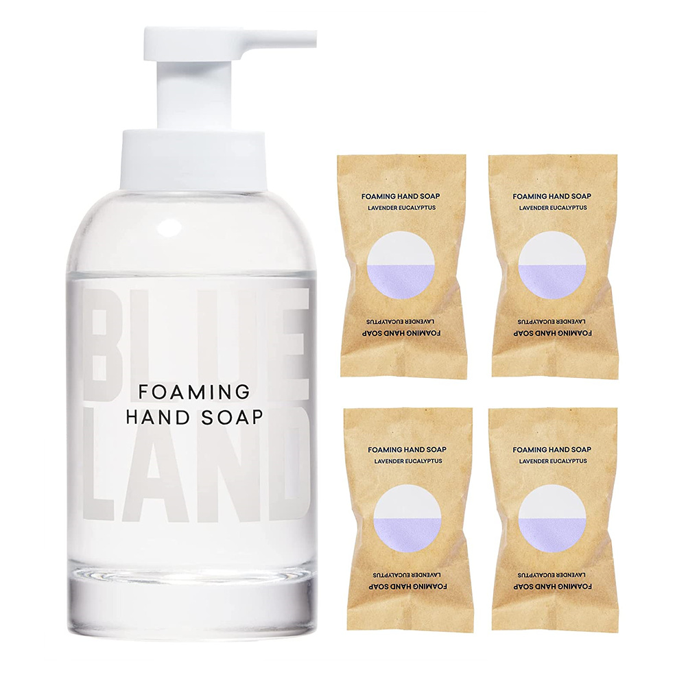 BLUELAND 블루렌드 핸드 솝 디스펜서 앤 리필 태블릿 4개 세트 아이리스 아가베향 - 메인 이미지