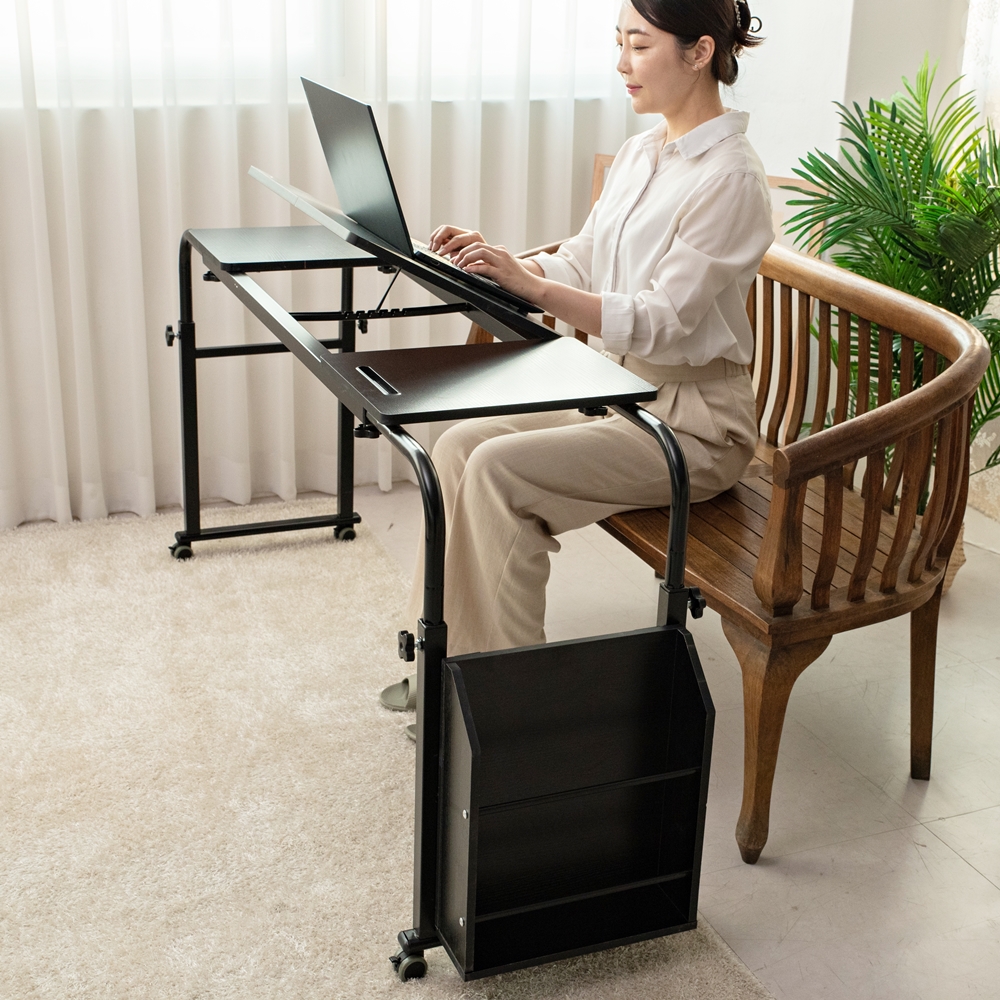 침대용 이동식 바퀴달린 테이블 간이 책상 침대 위 높낮이조절 쇼파 협탁 보조 80x40