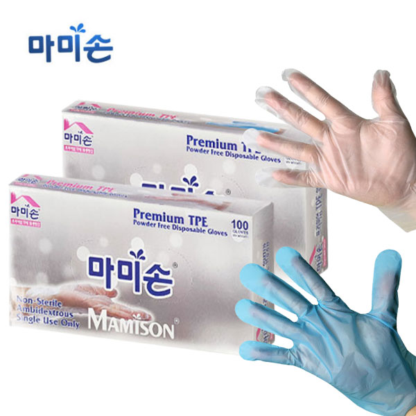 마미손 TPE 프리미엄 두꺼운 일회용장갑 100매 식품 요리 주방 만능 위생 - 상품 이미지