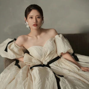 자카드 새틴 결혼식 약혼 스튜디오 스냅촬영 셀프웨딩드레스 착용 후기 | 사이즈/핏 총정리 - 상품 이미지 3