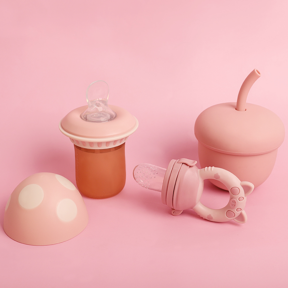 베이비팜 초기 이유식 준비 스타터 세트(과즙망+도토리 빨대컵+짜먹는 버섯 이유식 스푼)