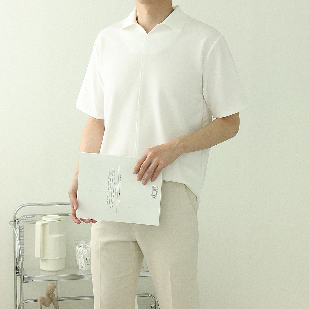 1+1 남자반팔티 구김없는 남성 카라티 헨리넥 반팔 - 상세 이미지 4