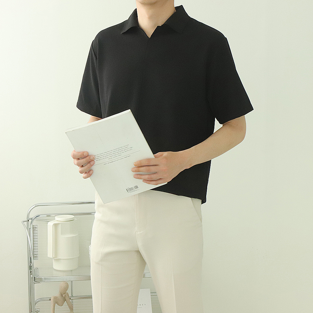 1+1 남자반팔티 구김없는 남성 카라티 헨리넥 반팔 - 상세 이미지 5