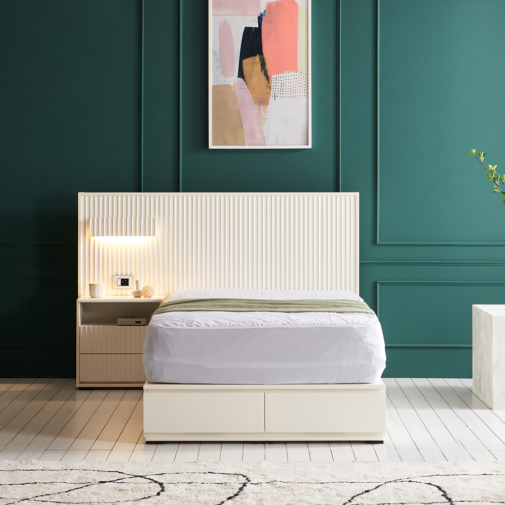 브릿지 신혼 부부 호텔 수납형 도장 침대 프레임 퀸 킹 사이즈 Q/K공용