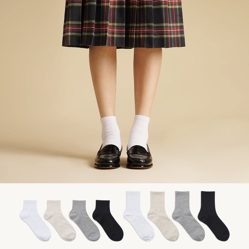 삭피엔스 프리미엄 5cm 10cm 밴드 학생 교복 무지 양말 8켤레세트 제품 이미지