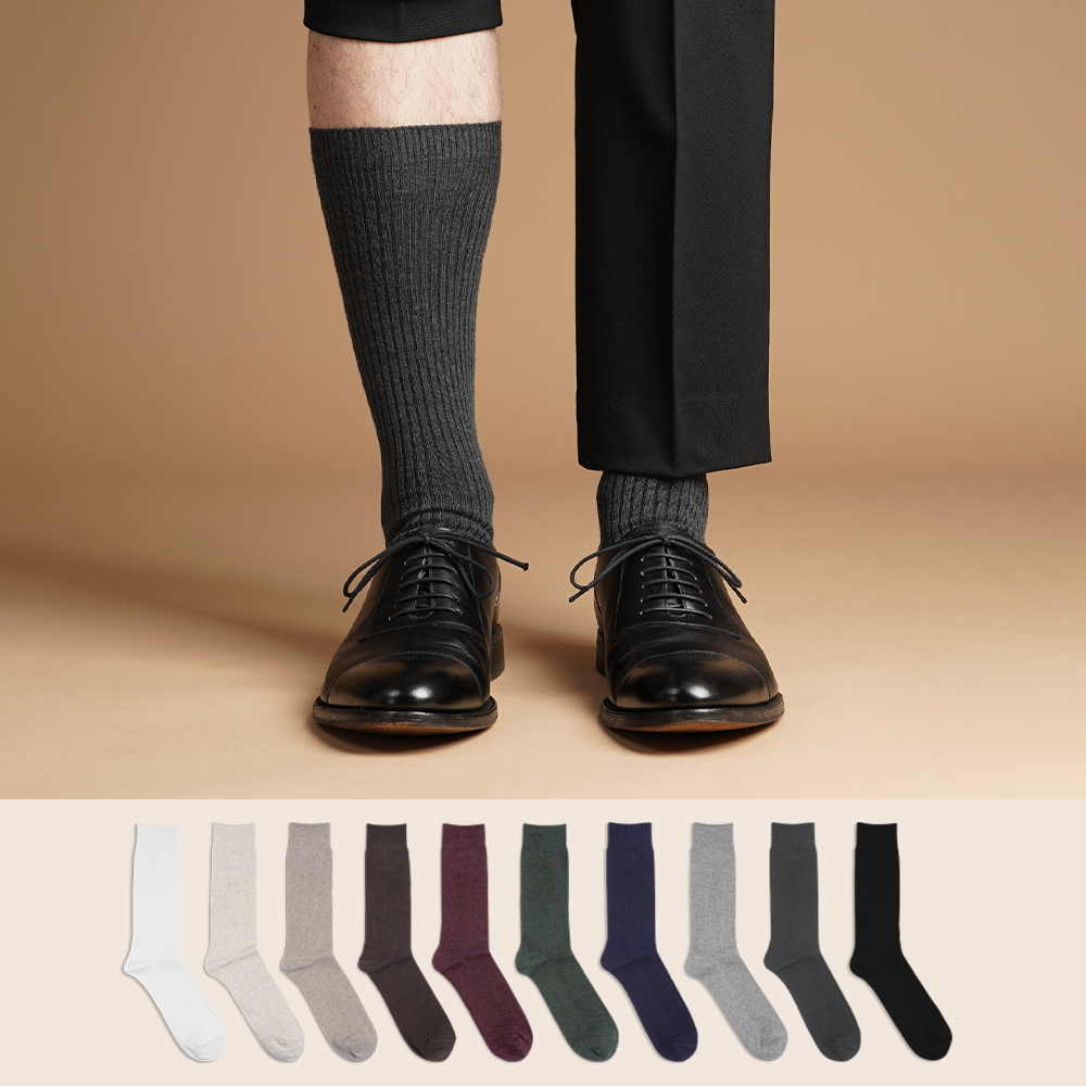 삭피엔스 프리미엄 클래식 남자 긴목 골지 신사 정장 양말 5켤레 세트 제품 이미지