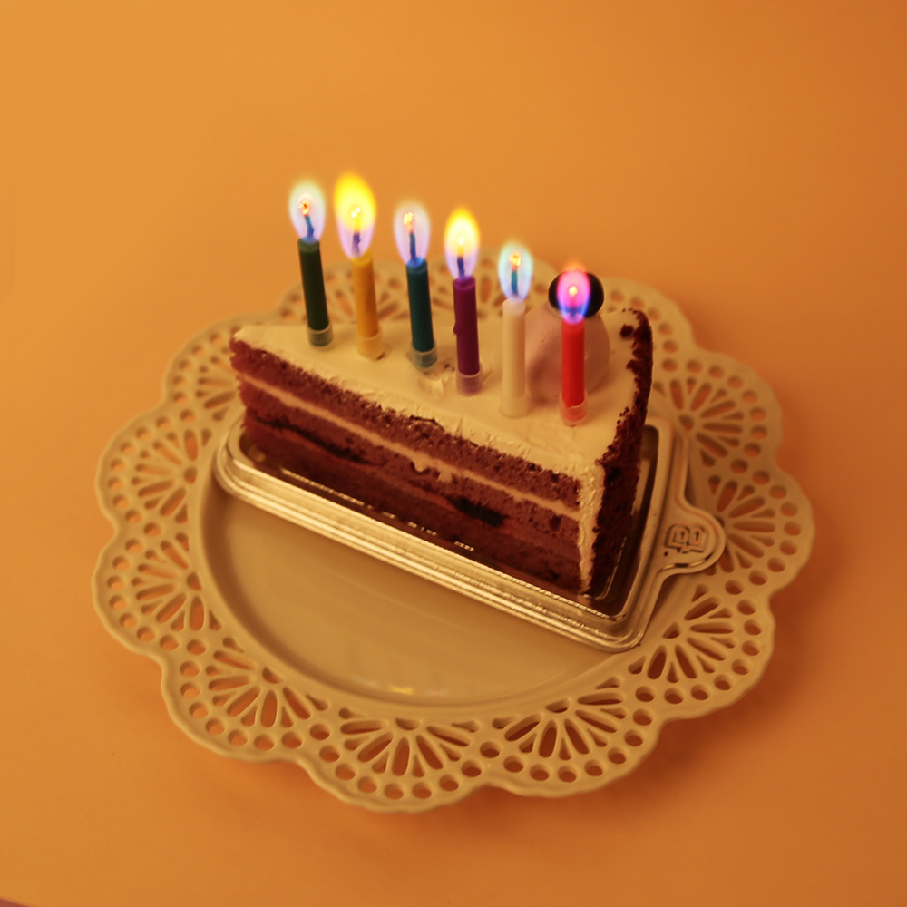 무지개초 레인보우 컬러 생일 파티 케이크 케잌 무지개 불꽃 색깔 오로라 초 - 상세 이미지 5
