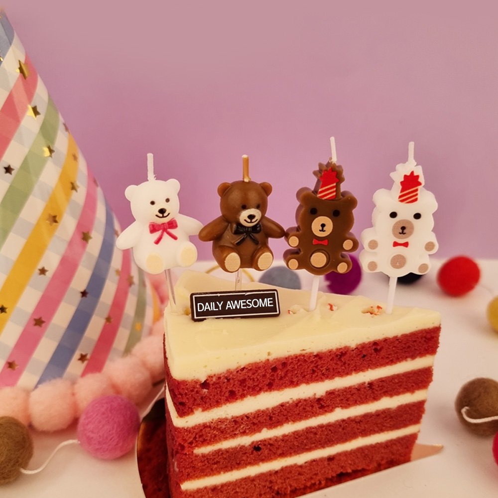 데썸파티 곰돌이 초 생일 케이크 이벤트 파티 용품 예쁜 특이한 인싸 초 - 상세 이미지 3