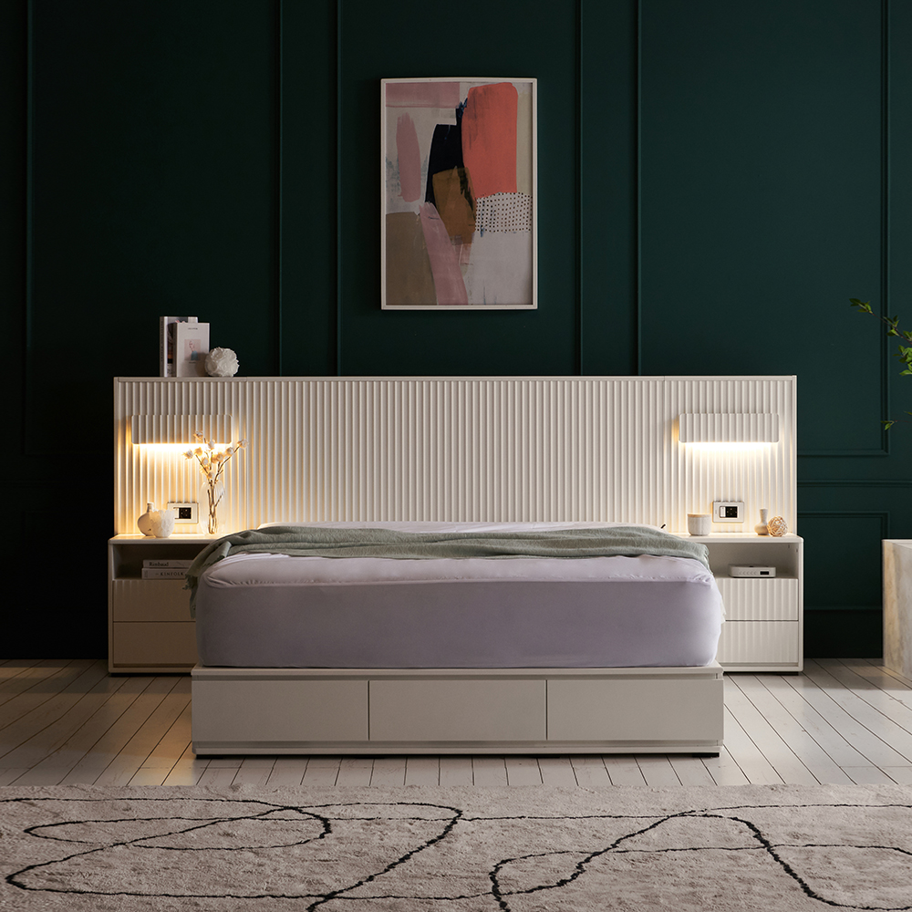 브릿지 신혼 부부 호텔 수납형 도장 침대 프레임 퀸 킹 사이즈 Q/K공용