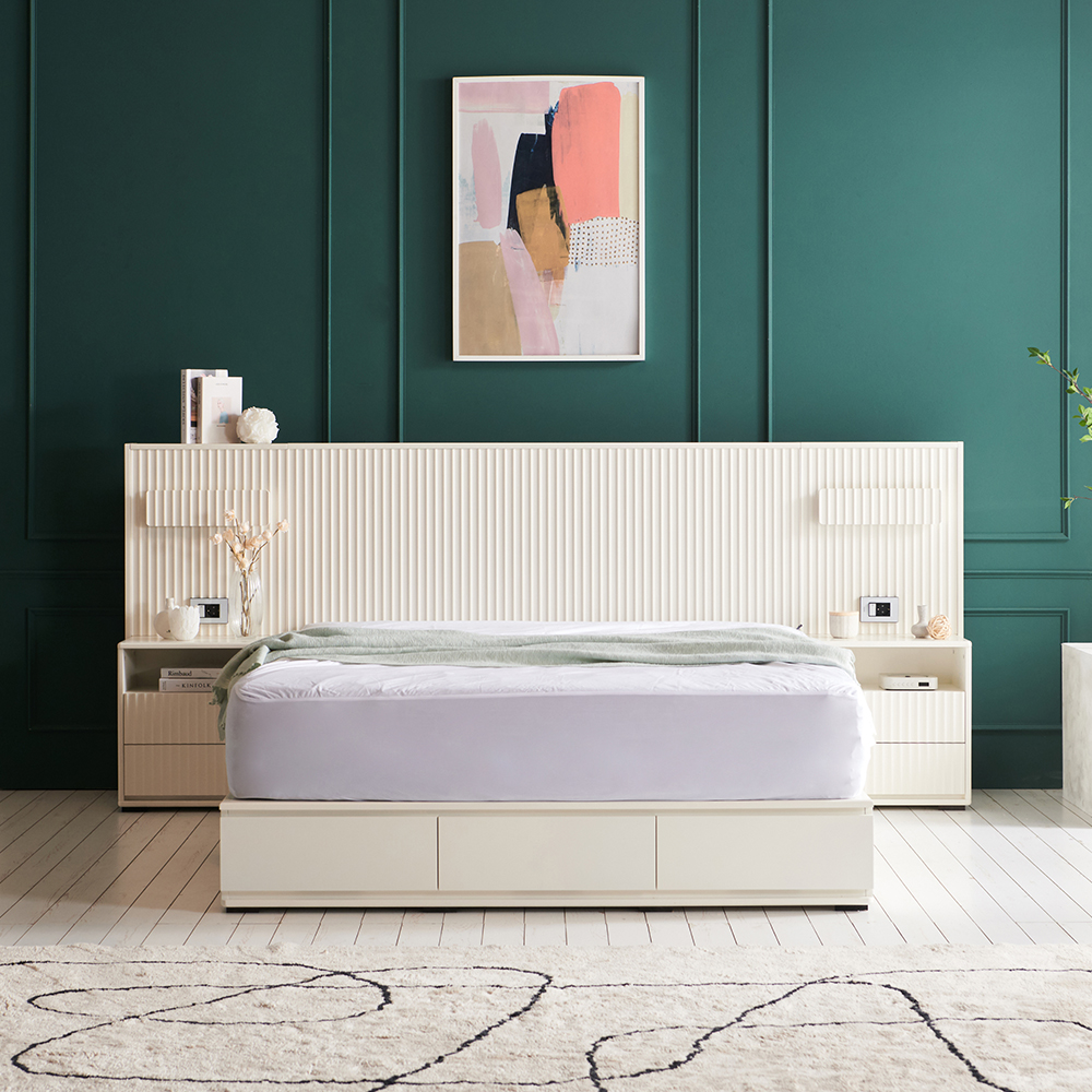 브릿지 신혼 부부 호텔 수납형 도장 침대 프레임 퀸 킹 사이즈 Q/K공용