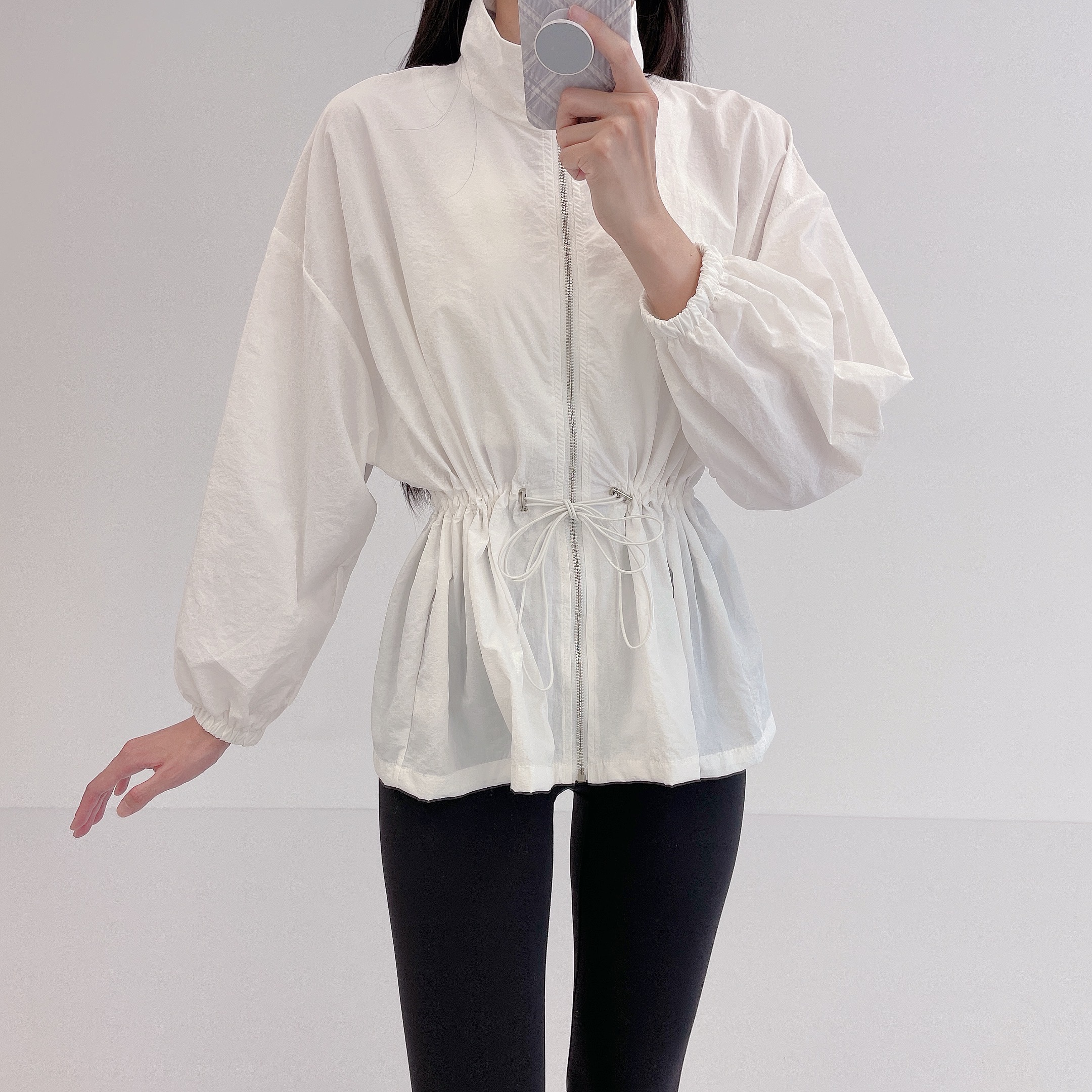 로라벨 스냅 바람막이 아노락 여성 여름자켓 박시 루즈핏 자켓 요가 필라테스 집업 아우터 - 상세 이미지 2