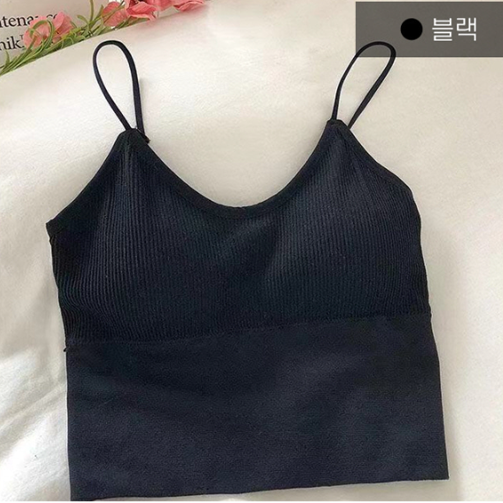 흰색무지티 브라넷 심리스 캡내장 골지 나시 이미지 2
