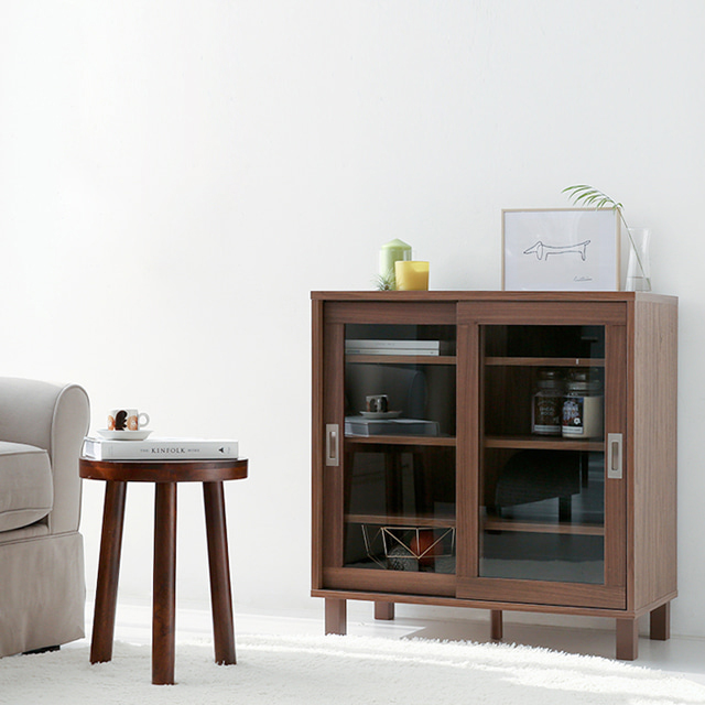 숄리드 슬라이딩 2문 수납장 CHM8380A 800x400x830mm, 1단, 미들브라운0827.6635 - 상세 이미지 2