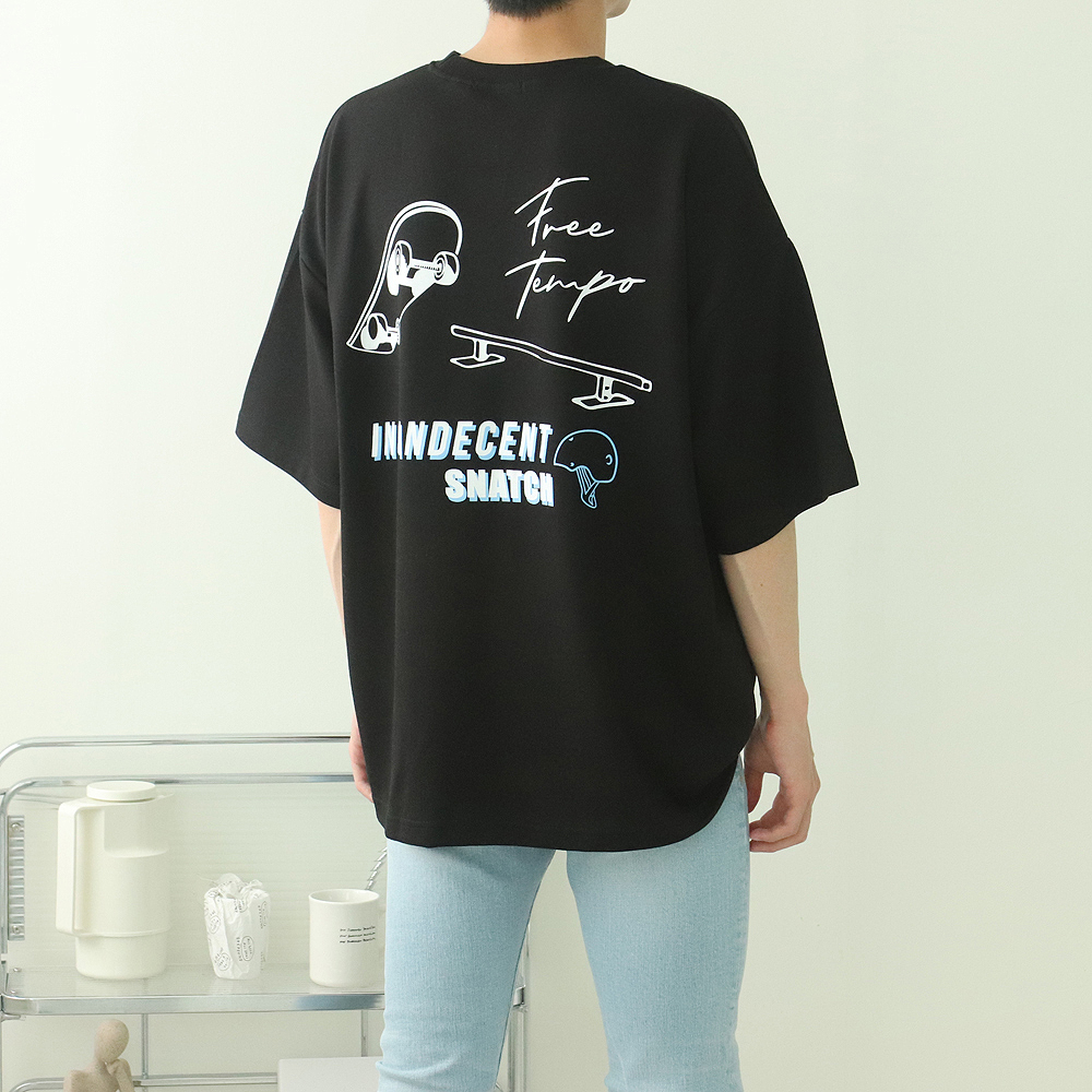 커플반팔티 오버핏 20수 남자 반팔티 제품 이미지