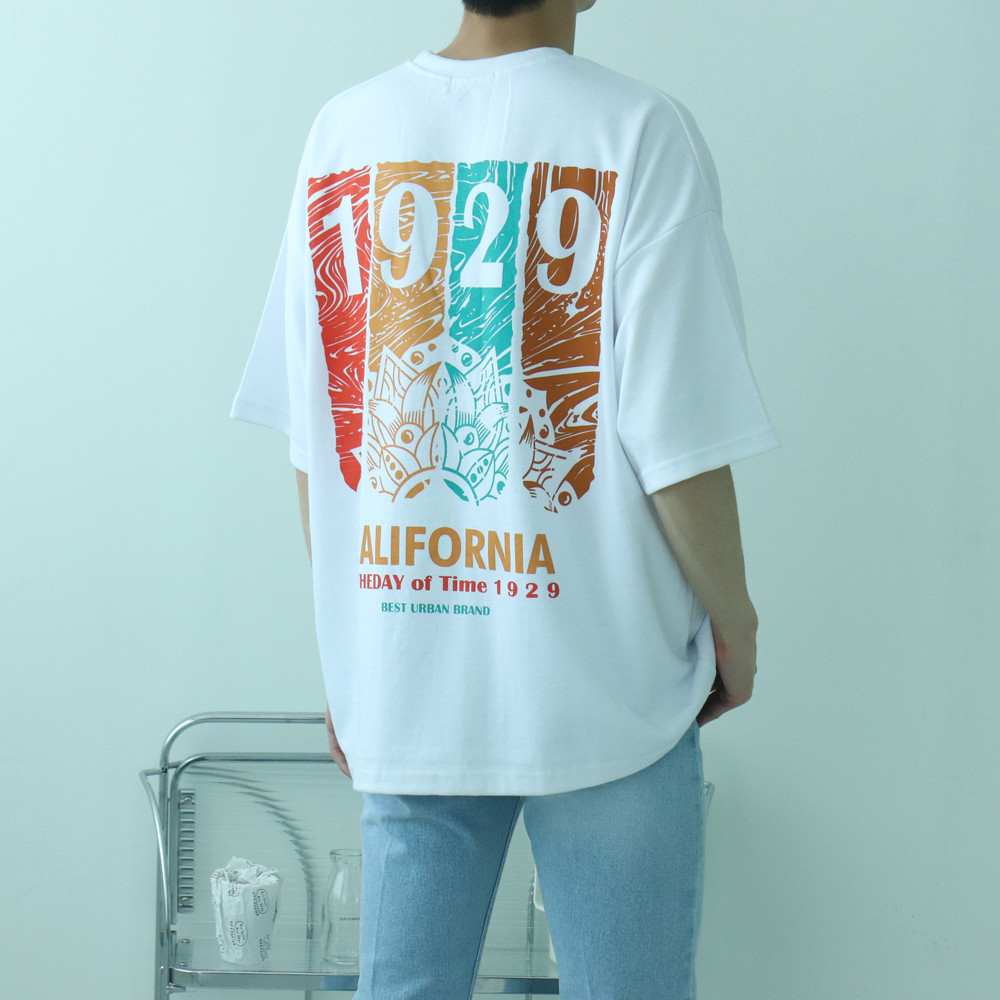 20수반팔티 오버핏 남자 7부티 커플반팔 - 상세 이미지 2