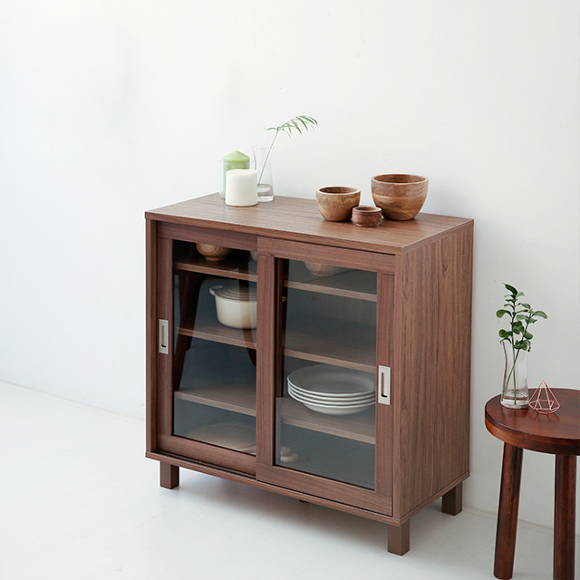 숄리드 슬라이딩 2문 수납장 CHM8380A 800x400x830mm, 1단, 미들브라운0827.6635 - 상세 이미지 4