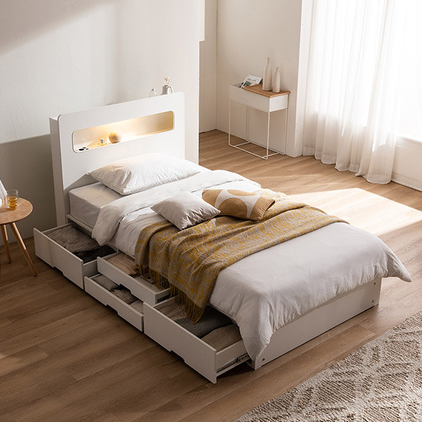 [삼익가구]레이즈 LED 4단 수납 침대(양모 라텍스 7존 독립스프링 매트리스-슈퍼싱글) - 상세 이미지 4