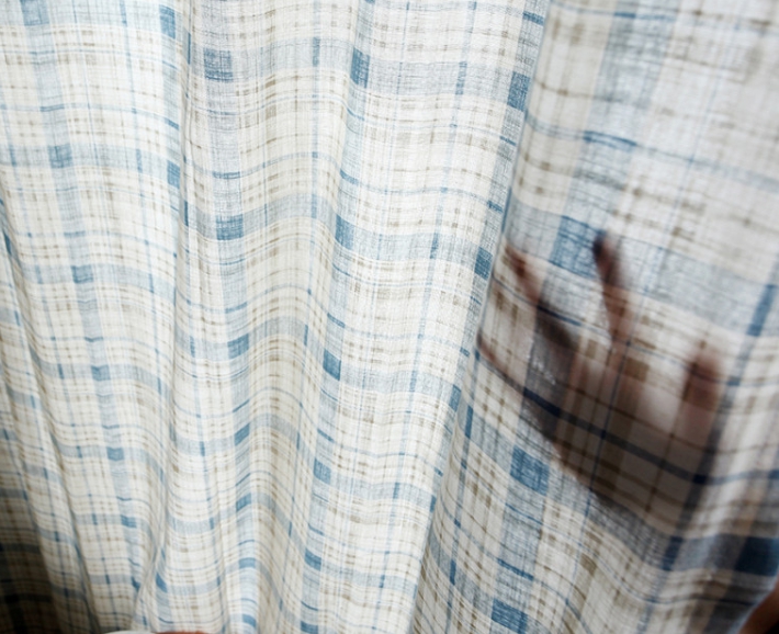 바이아미 케인 체크 블루 거실 아이방 핀스타일 맞춤 커튼