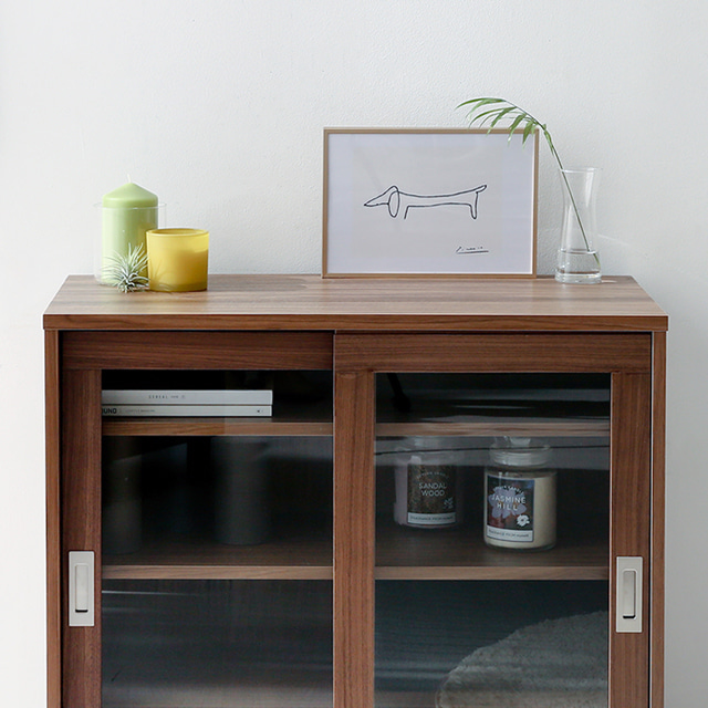 숄리드 슬라이딩 2문 수납장 CHM8380A 800x400x830mm, 1단, 미들브라운0827.6635 - 상세 이미지 5