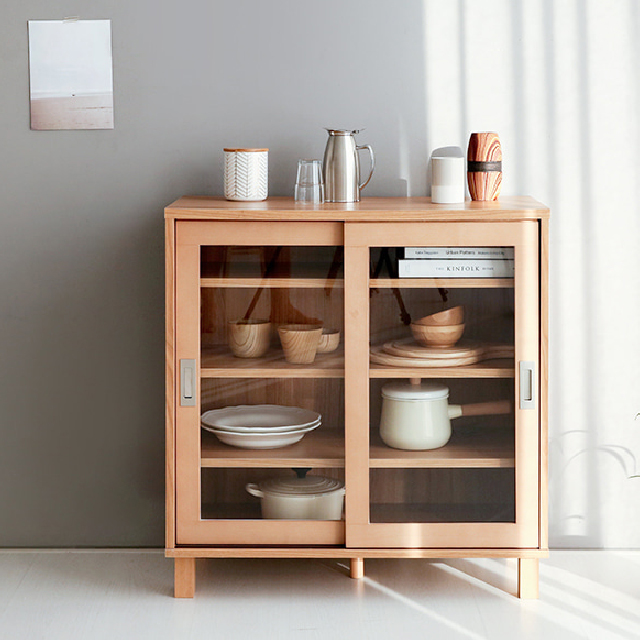숄리드 슬라이딩 2문 수납장 CHM8380A 800x400x830mm, 1단, 캄포어베니어8549.2023 - 상세 이미지 3