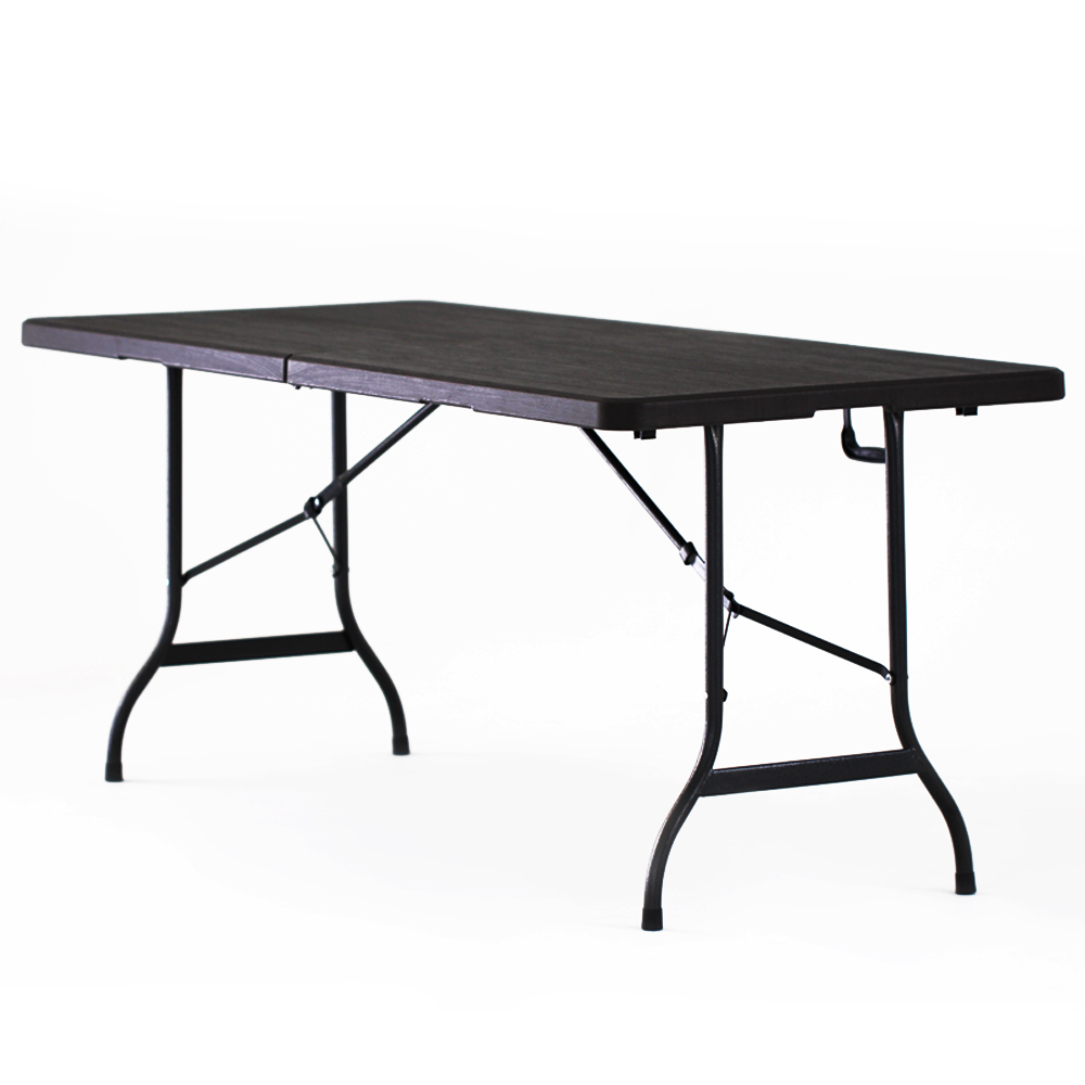 로티캠프 브로몰딩 간이 접이식 테이블 1800 + 의자 6개 세트 다크브라운