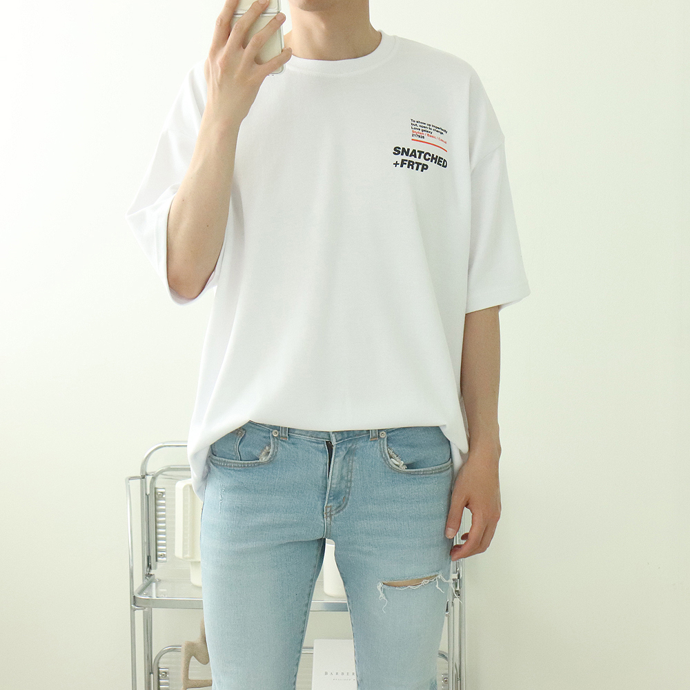 20수반팔티 오버핏 남자 7부 커플반팔티 제품 이미지