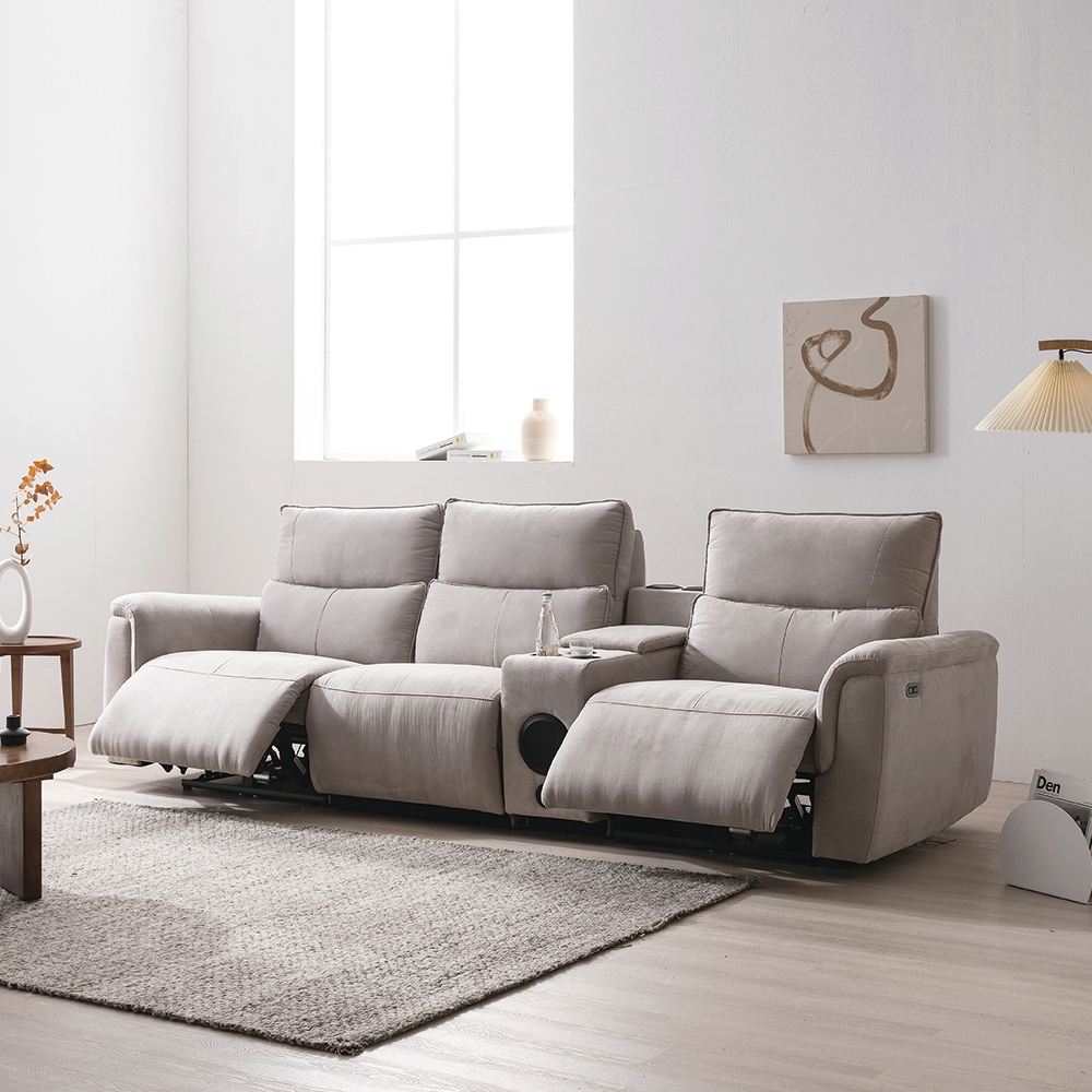 폴로까사 파트라 4인용 아쿠아텍스 패브릭 리클라이너 스피커 소파