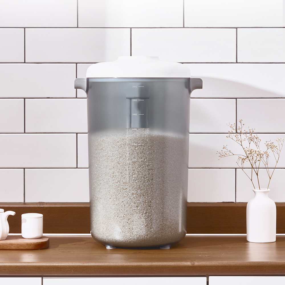 보만 대용량 원터치 무선 진공 쌀 보관 통 20kg 밀폐용기 분리세척가능 이동용바퀴 VR2210W - 상세 이미지 3