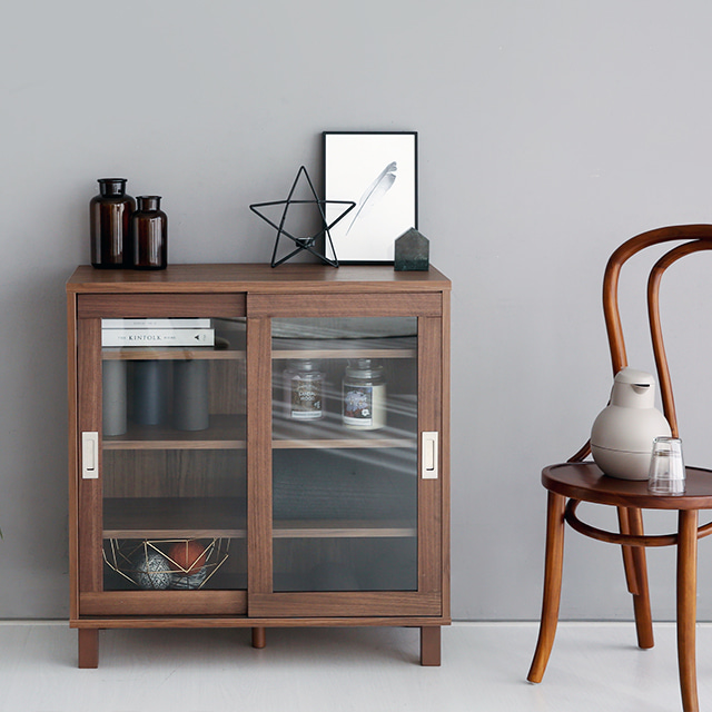 숄리드 슬라이딩 2문 수납장 CHM8380A 800x400x830mm, 1단, 미들브라운0827.6635 - 상세 이미지 3
