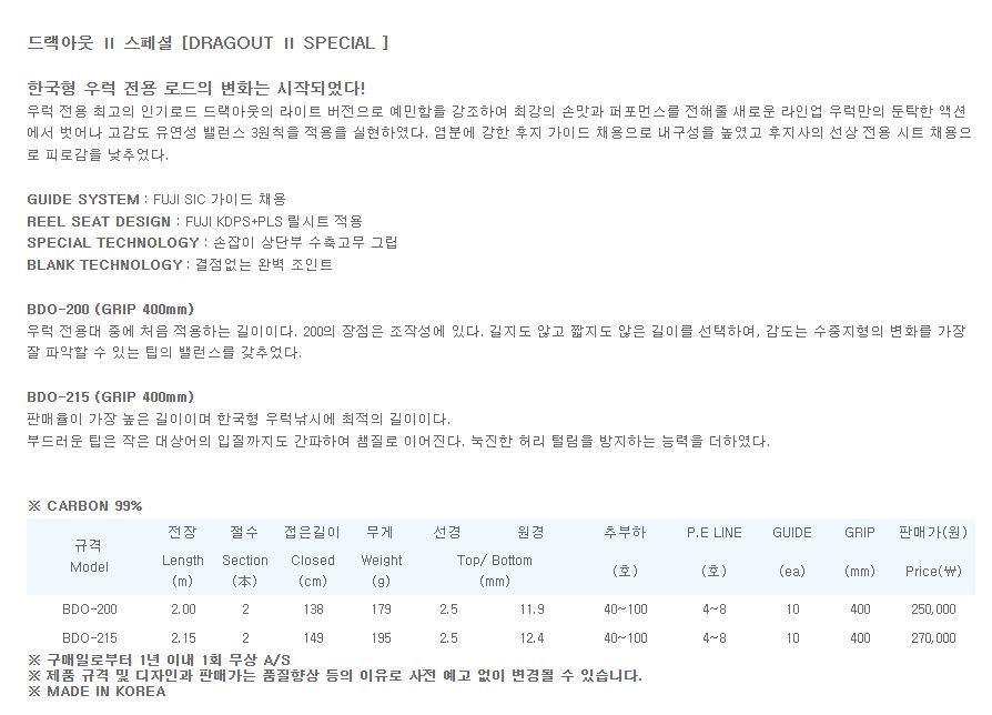 NS 엔에스 드랙아웃2 BDO-200 스페셜 우럭대 우럭낚시대 - 상세 이미지 4