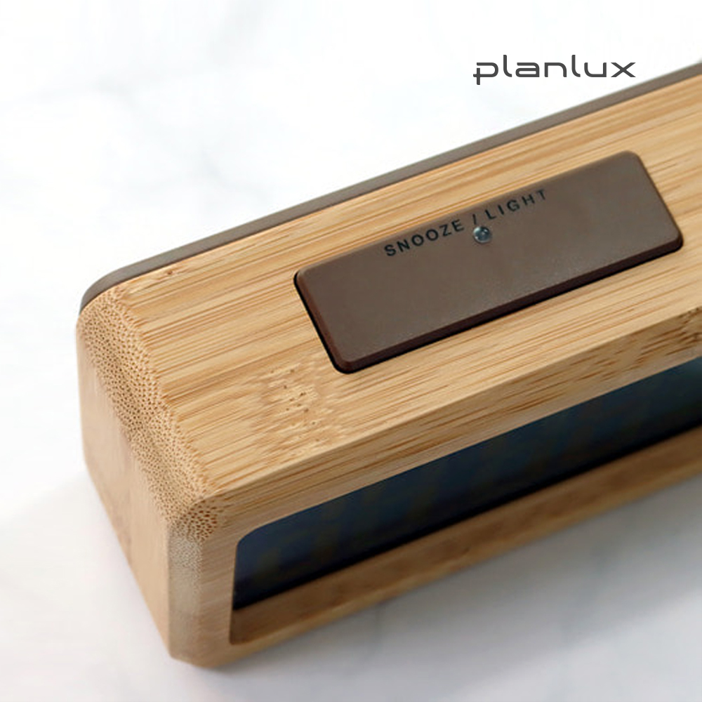 플랜룩스 LED 백라이트 우드 디지털 전자 탁상시계 무소음 건전지 알람시계
