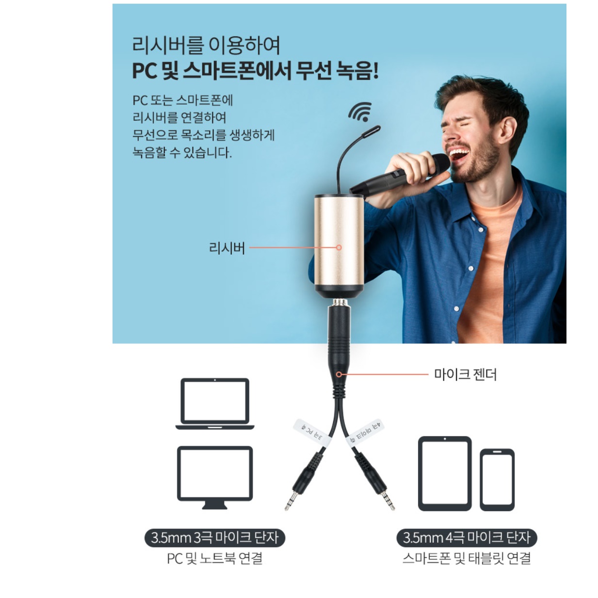 듀얼 헤드셋 무선 마이크 세트 강의용 방송용 무선 헤드 마이크 - 상세 이미지 4