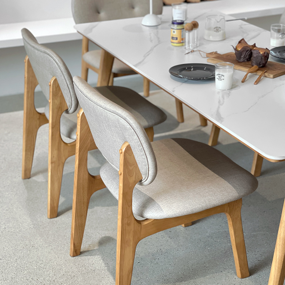 로포텐 올라 세라믹식탁 세트 원목 4인용 낮은 식탁 포세린 마블화이트 1400 의자2 벤치