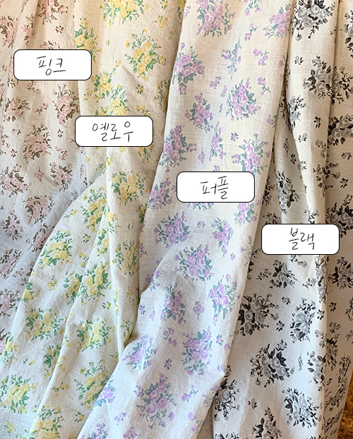 더블유패브릭 라니잔꽃5 워싱처리 면 원단 원단 커튼 침구 에코백 소품 천가게 - 상세 이미지 2