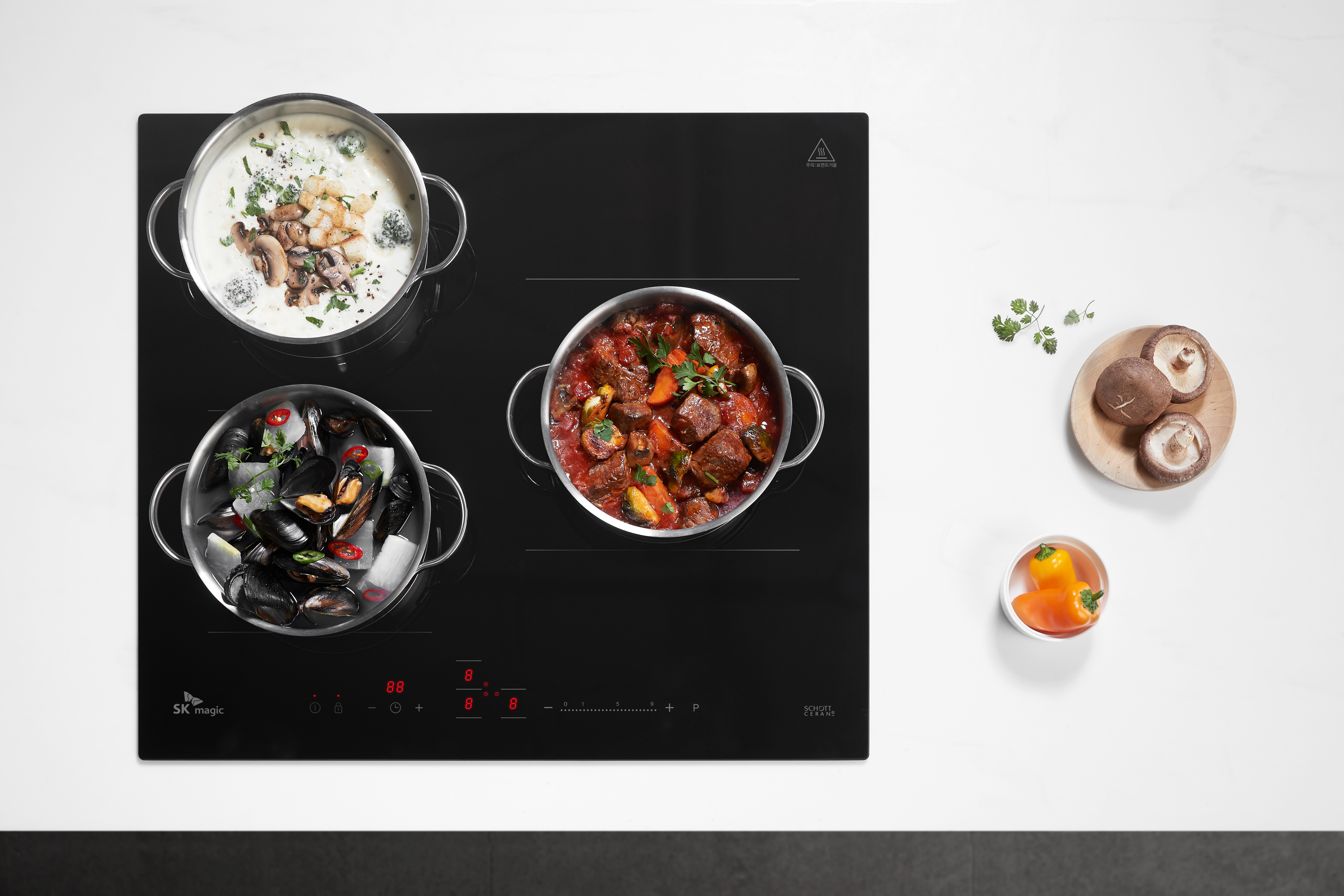 방문설치 3구 파워 인덕션 쿡탑 독일쇼트사상판 전기레인지 3.4Kw ERI4003ANBL