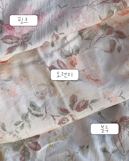 더블유패브릭 세잔느 워싱처리 이중거즈 꽃무늬 면 천 원단 커튼 홈웨어 의류 천가게 - 상세 이미지 2