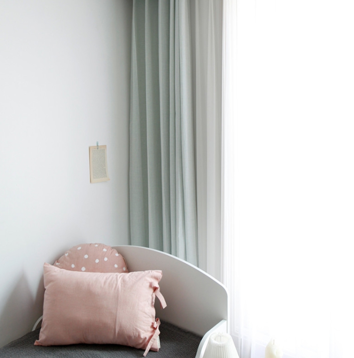 멜란 무지 민트 아이방 커튼 S-가로153x세로150