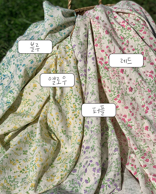 더블유패브릭 라니잔꽃4 워싱처리 면 원단 천 원단 커튼 침구 에코백 소품 천가게 - 상세 이미지 2