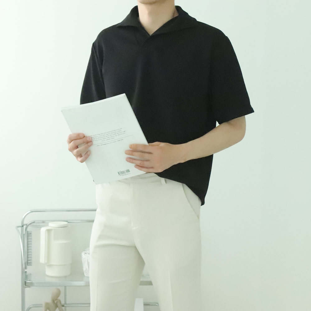 1+1 남자 반팔티 구김없는 남성 카라티 헨리넥 반팔 - 상세 이미지 4